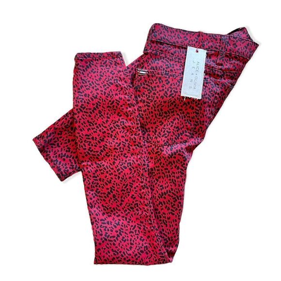 Alice + Olivia Ruby Red & Black Mini Leopard Print Pants |Size: 24| - Picture 6 of 10